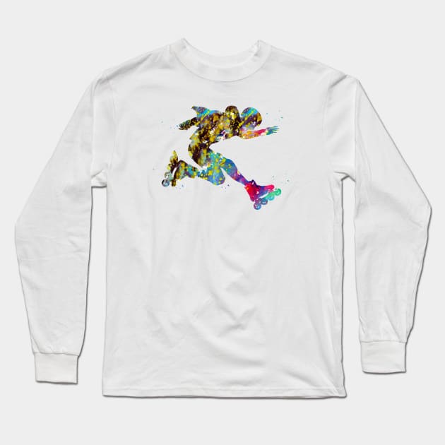 Roller skating Long Sleeve T-Shirt by erzebeth